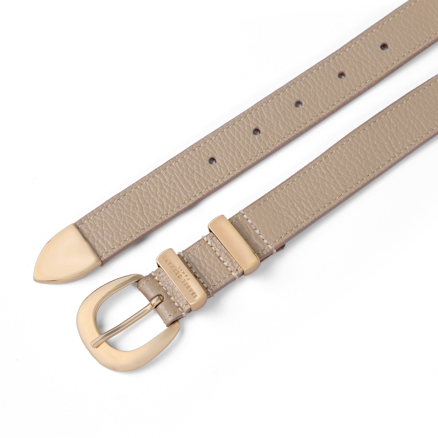 Isabel Bernard Rêveur Mathilde Taupe calfskin belt with gold-coloured buckle IB60020-078-95