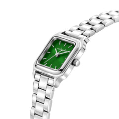 Violet Hamden Dawn Base Square Women's Watch Silver Coloured and Green VH09035