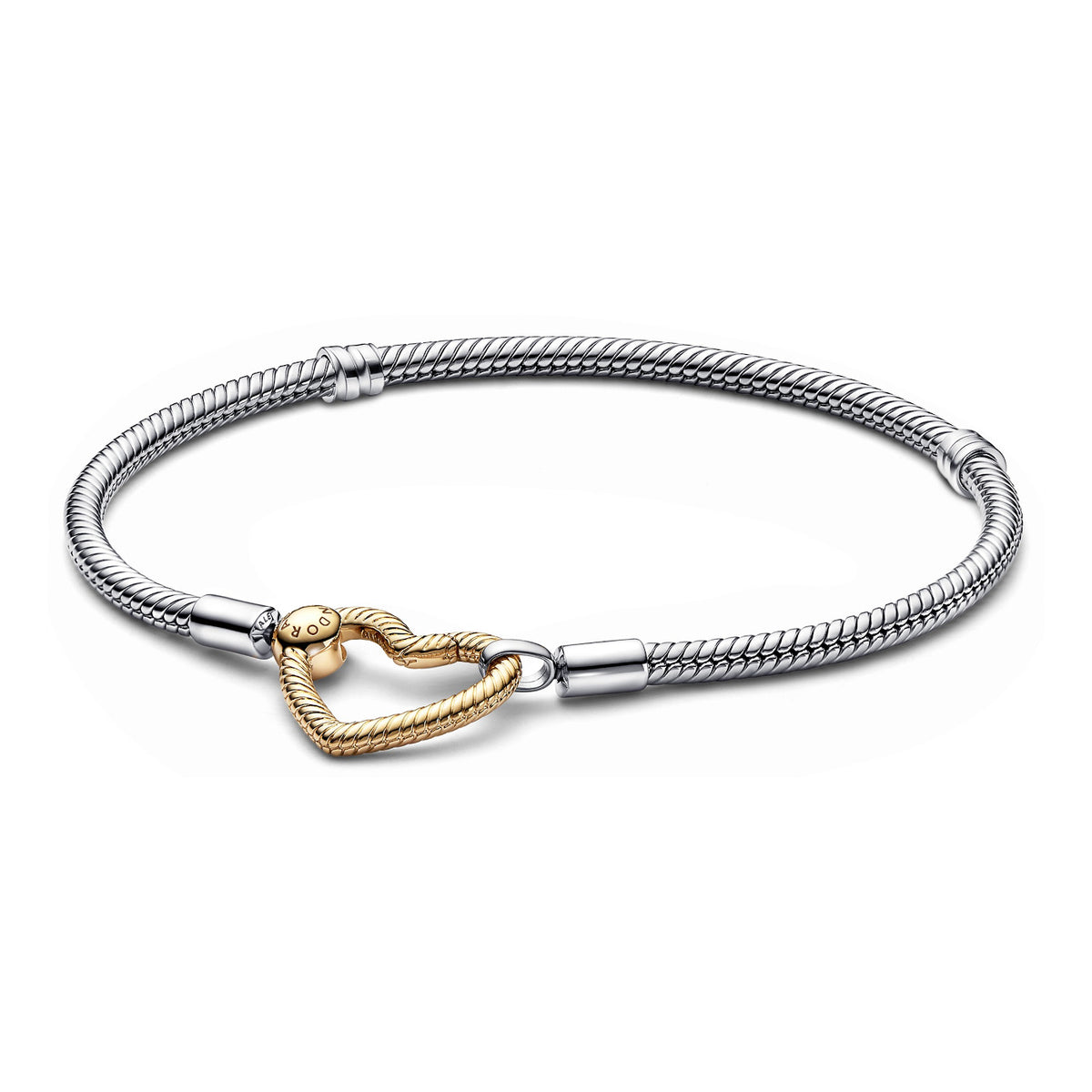 Pandora Moments 925 Sterling Silver Snake Chain Bracelet with 14 Carat Gold Plating 569539C00-20