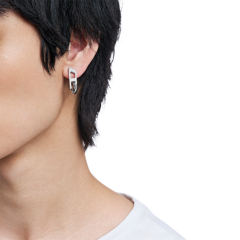 Diesel D Logo Silver Stainless Steel Earrings DX1637040-zoom-