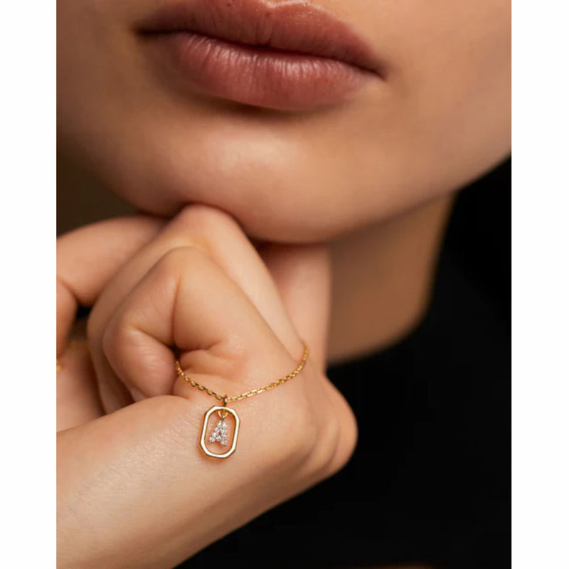 P D Paola 925 Sterling Silver Letter A Necklace CO01-512-U with 18K Gold Plating-zoom-