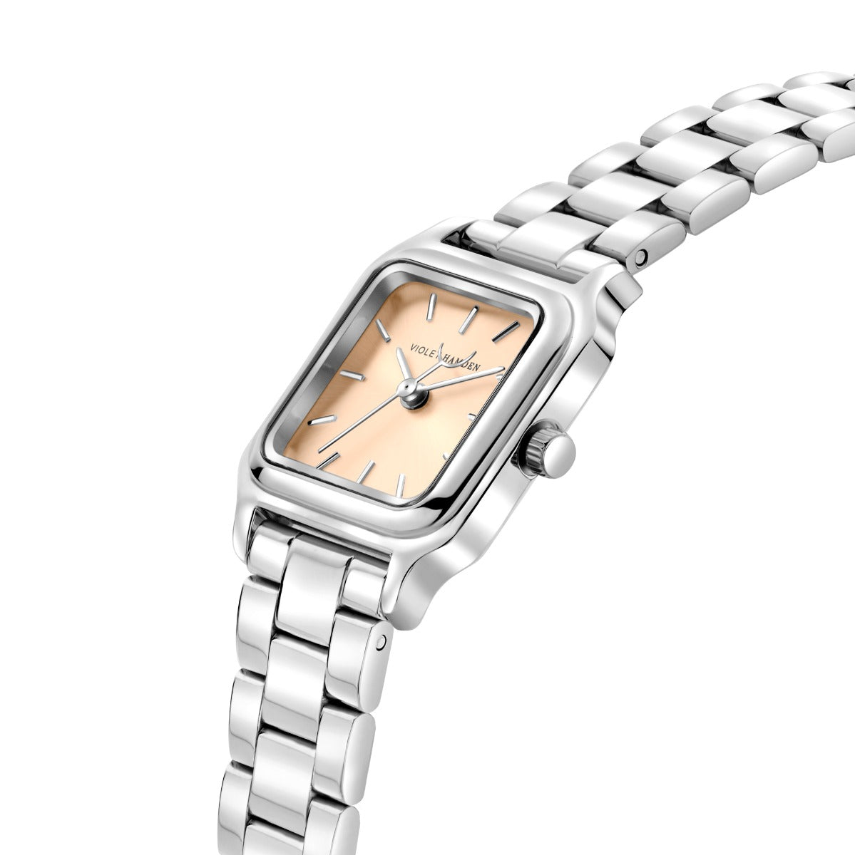 Violet Hamden Dawn Base Square Women's Watch Silver Coloured and Taupe VH09036