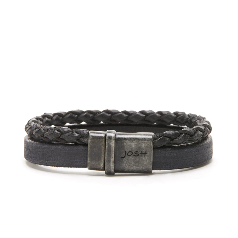 Josh Vintage Black Bracelet 09264-BRA-VB/BLACK/L-zoom-