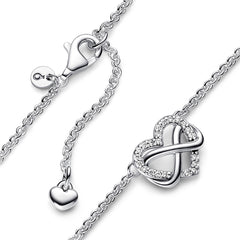 Pandora Moments 925 Sterling Silver Sparkling Infinity Heart Necklace 392666C01-50