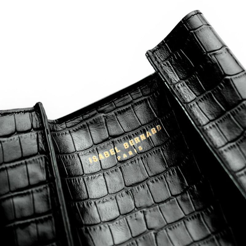 Isabel Bernard Femme Forte Minette Croco Zwarte Kalfsleren Handtas IB21114-201-zoom-