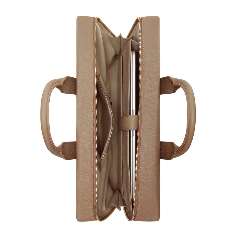 Isabel Bernard Honoré Anique Taupe Kalfsleren Handtas IB25070-zoom-