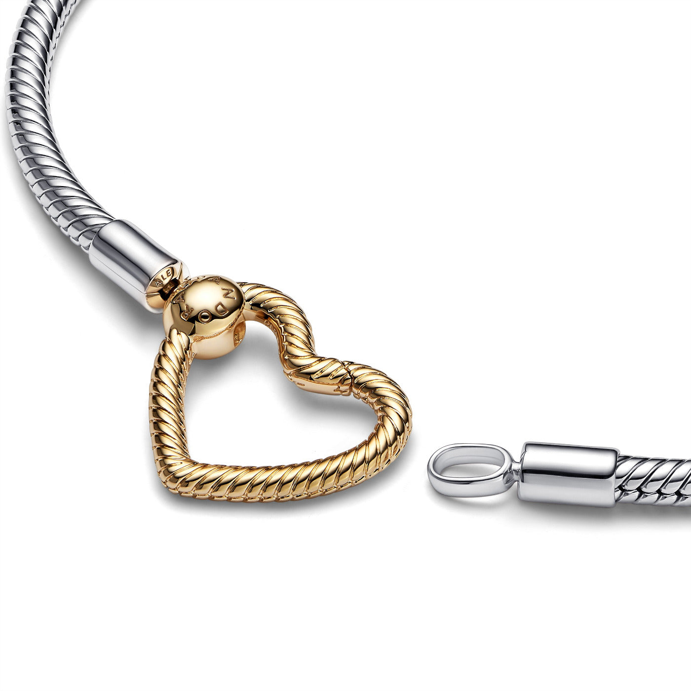 Pandora Moments 925 Sterling Silver Snake Chain Bracelet with 14 Carat Gold Plating 569539C00-19