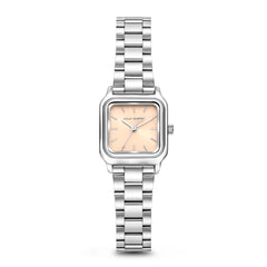 Violet Hamden Dawn Base Square Women's Watch Silver Coloured and Taupe VH09036
