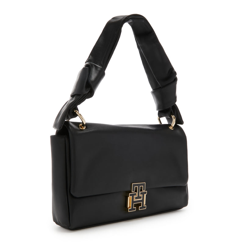 Tommy Hilfiger Pushlock Black Leather Handbag AW0AW15685BDS-zoom-