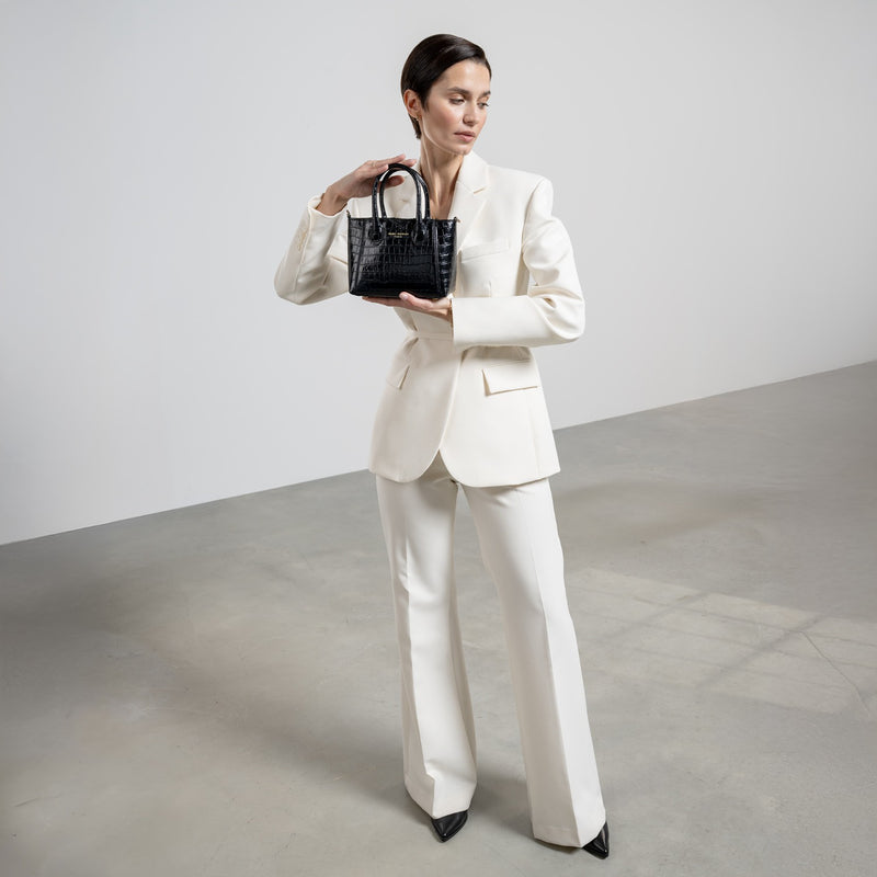 Isabel Bernard Honoré Cloe Mini Croco Zwarte Kalfsleren Handtas IB21124-201-zoom-