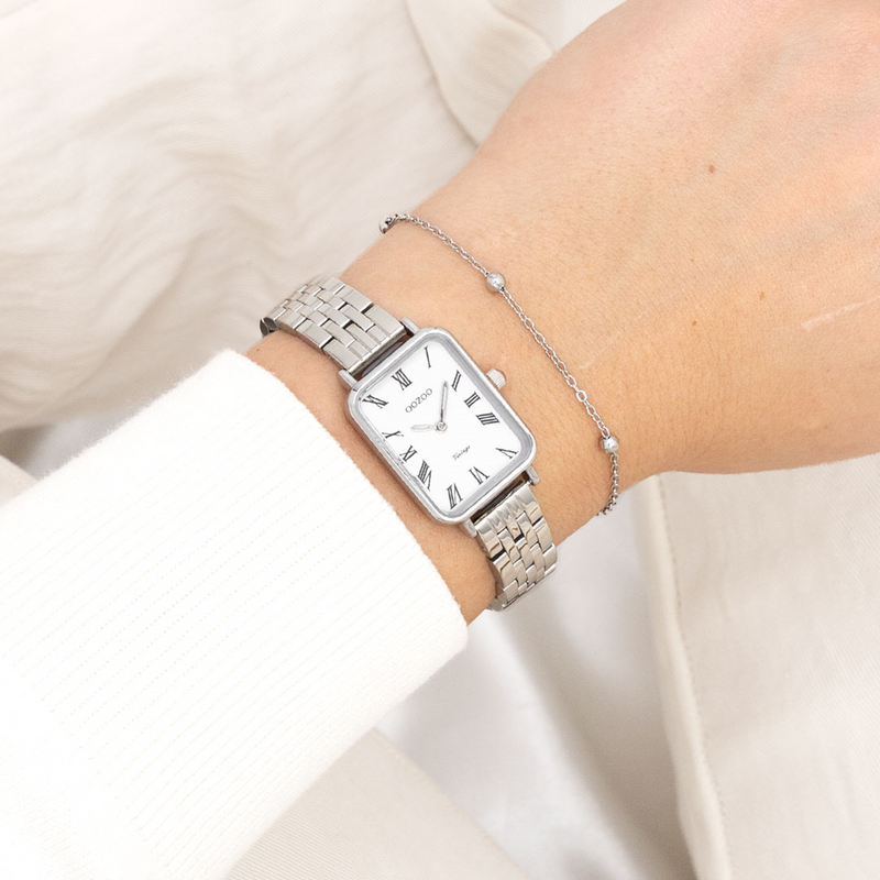 OOZOO Vintage Silver and White Women's Watch C20410-zoom-