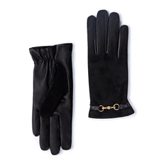 Isabel Bernard Honoré Marcelia black goatskin suéde leather gloves IB67001-101-7.5