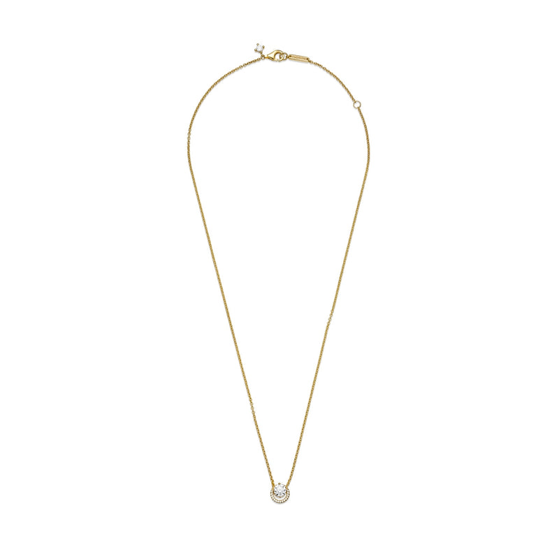 Pandora Timeless Gold-coloured Sparkling Round Halo Necklace Gold Plated 361174C01-45 (Length: 45.00 cm)-zoom-