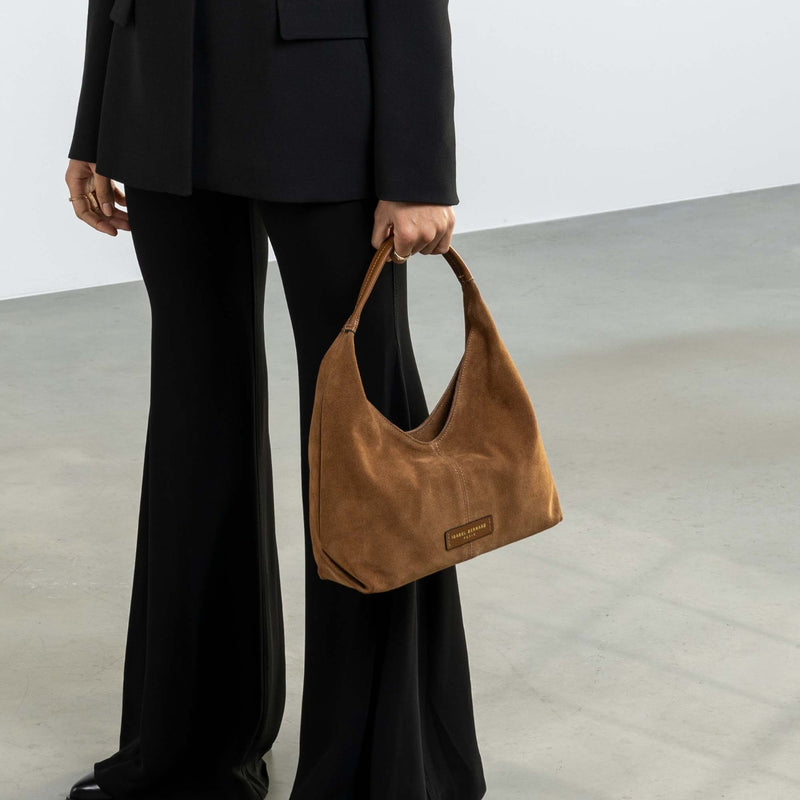 Isabel Bernard Honoré Grace mini bruine suède handtas IB21132-130-zoom-