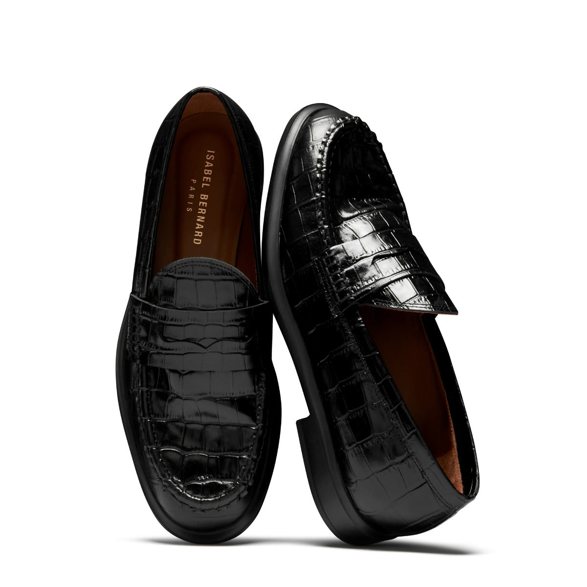 Isabel Bernard Vendôme Blandine croco black calfskin leather loafers IB51015-201-38