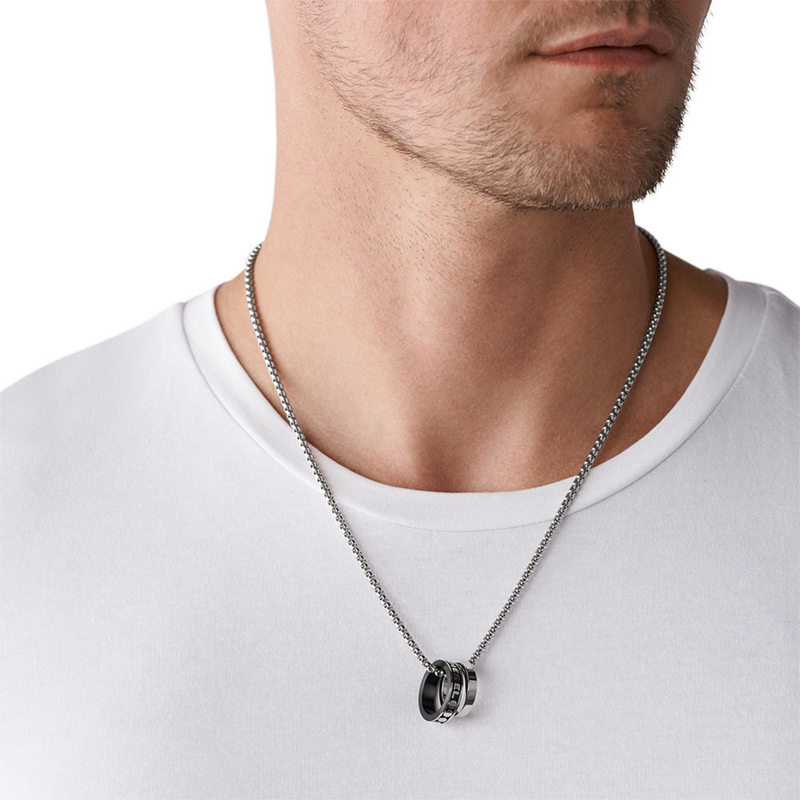 Diesel Double Pendant Stainless Steel Necklace DX1168040-zoom-