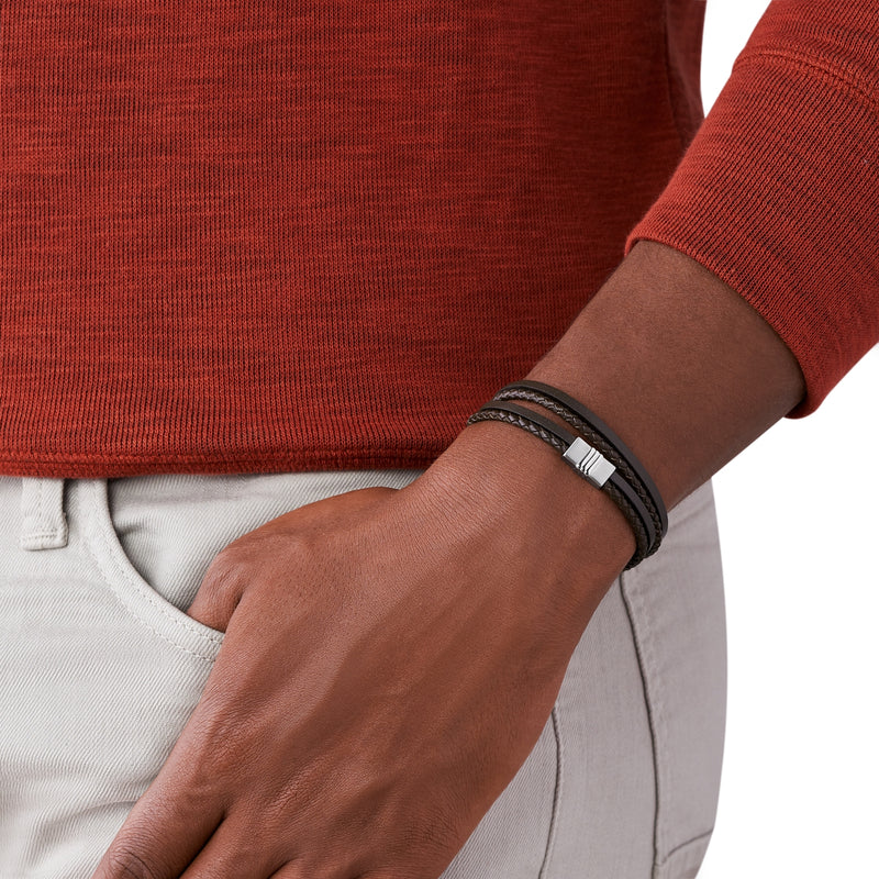 Fossil Brown Vintage Bracelet JF02934040 (Length: 17.50 - 19.00 cm)-zoom-