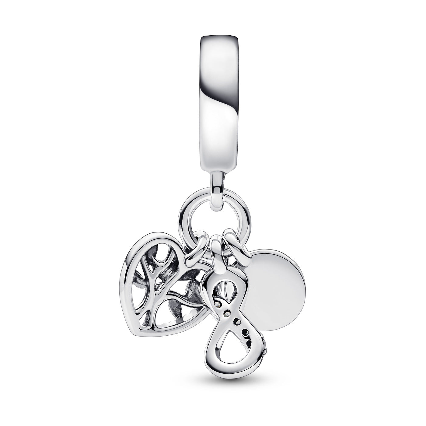 Pandora Moments 925 Sterling Silver Infinity, Disc And Heart Charm 792201C01