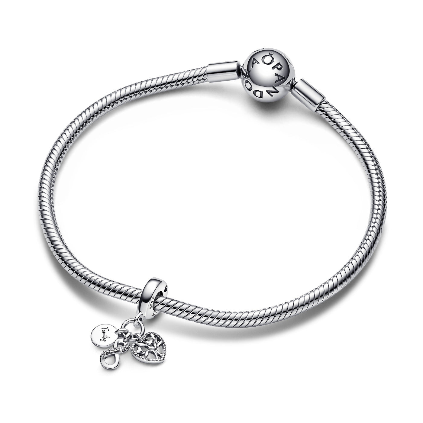 Pandora Moments 925 Sterling Silver Infinity, Disc And Heart Charm 792201C01