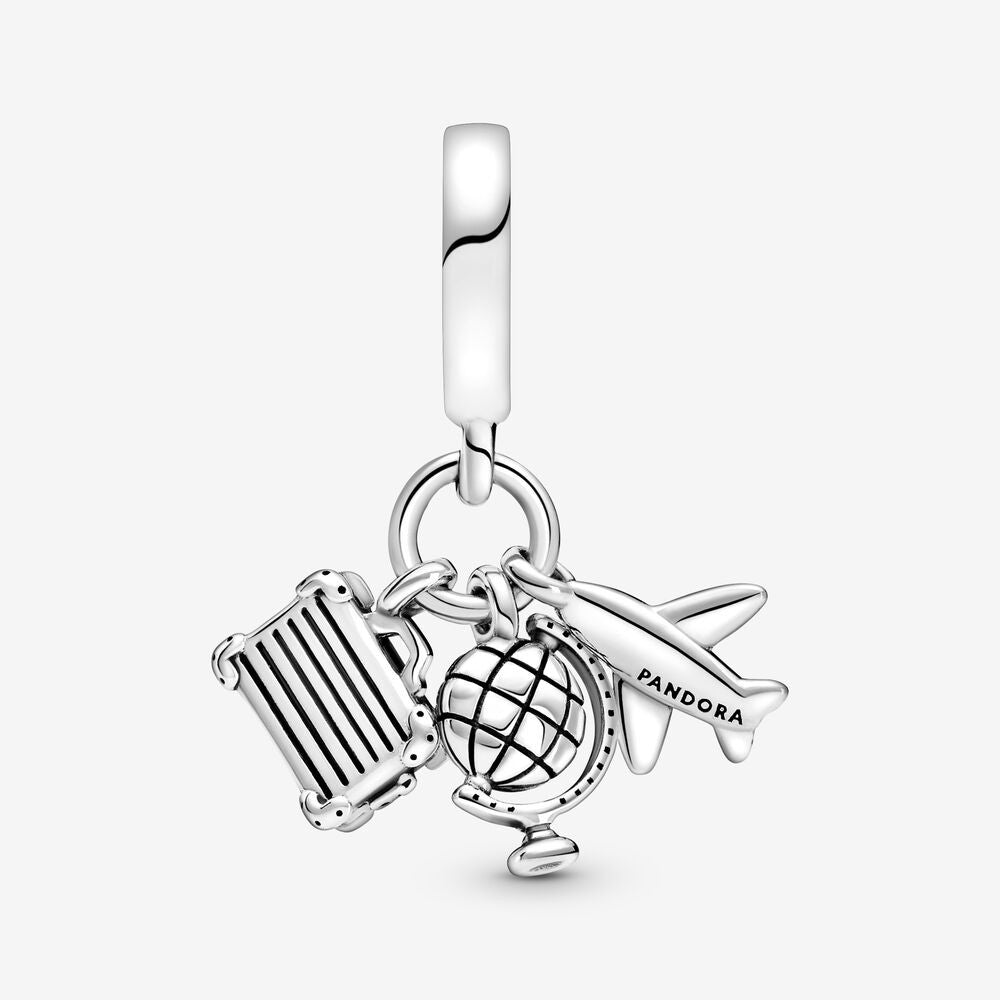 Pandora Places 925 Sterling Silver Airplane, Globe & Suitcase Charm 799435C01