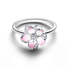 Pandora Moments 925 Sterling Silver Enamel Pink Cherry Blossom Ring 194371C01-58