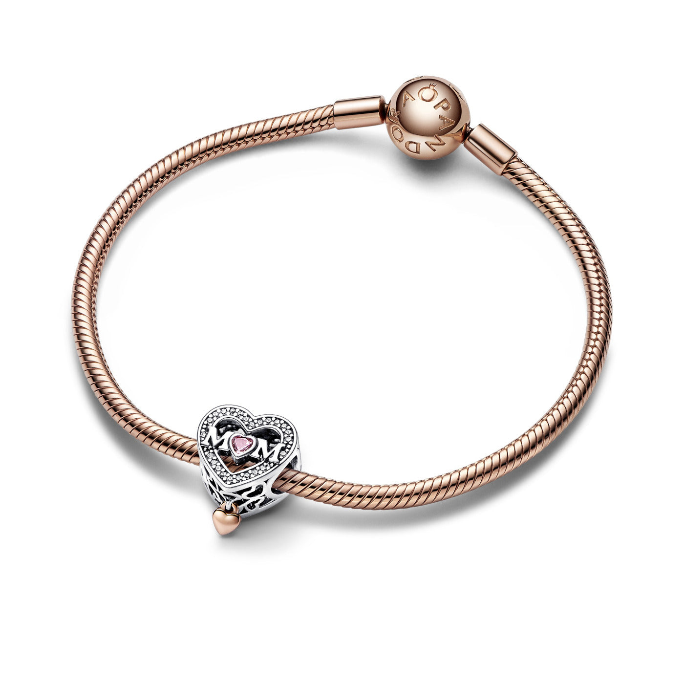 Pandora Moments 925 Sterling Silver Mum & Heart Charm 782653C01with14K RoseGold Plating