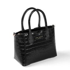 Isabel Bernard Honoré Cloe Mini Croco Black Calfskin Leather Handbag IB21124-201
