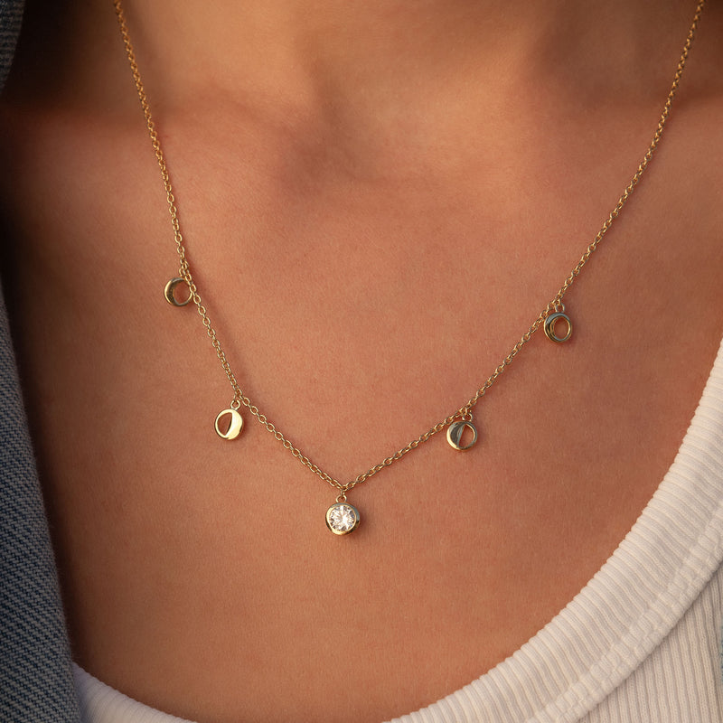 Violet Hamden Luna 925 Sterling Zilveren Gold Plated Ketting met Manen en Witte Zirkonia Steentje VH340040-zoom-