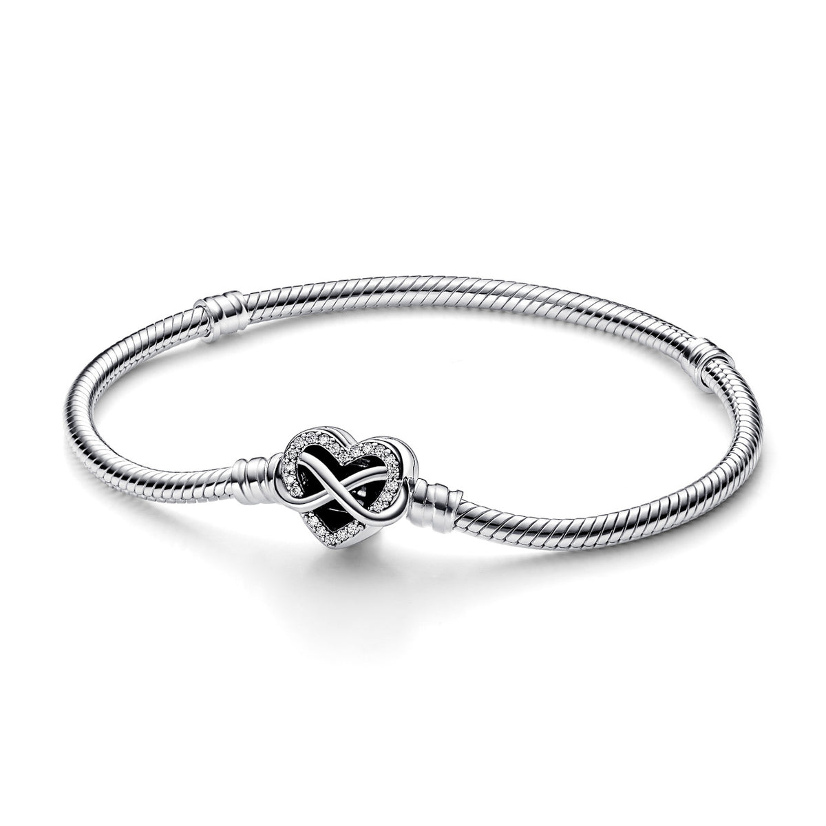 Pandora Moments 925 Sterling Silver Sparkling Infinity Heart Clasp Bracelet 592645C01-21