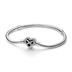 Pandora Moments 925 Sterling Silver Sparkling Infinity Heart Clasp Bracelet 592645C01-21