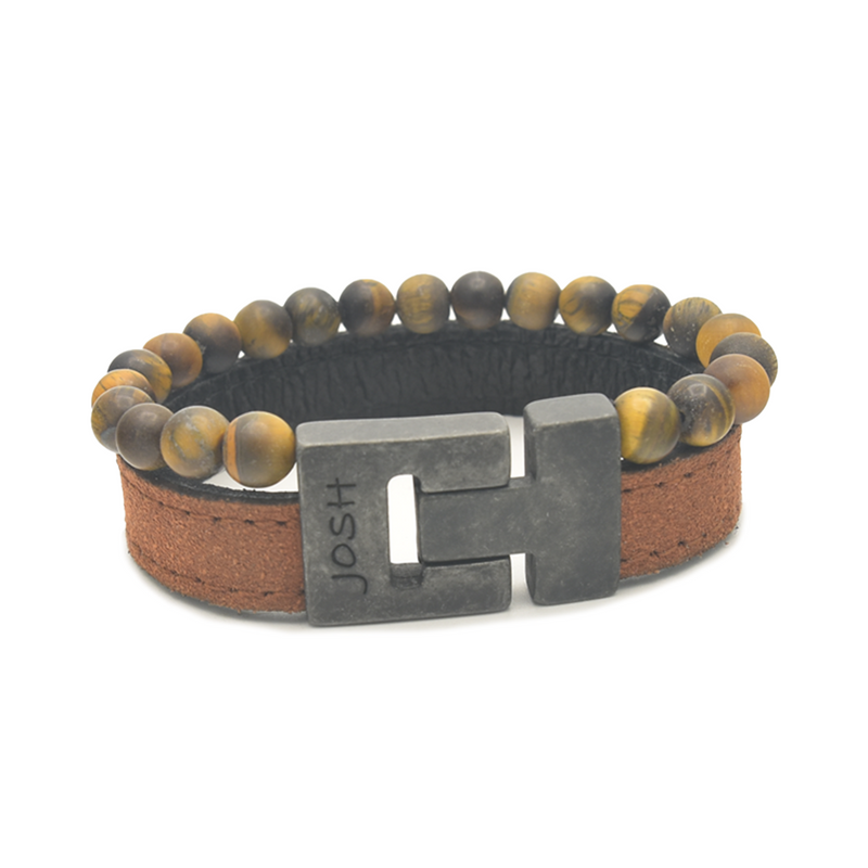 Josh Cognac Natural Stone Bracelet 25039VB/CGNC/LME-zoom-