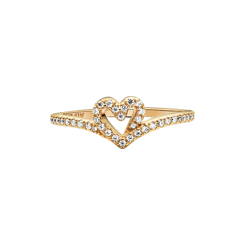 Pandora Timeless Gold-coloured Wishbone Heart Ring 169302C01-56-zoom-