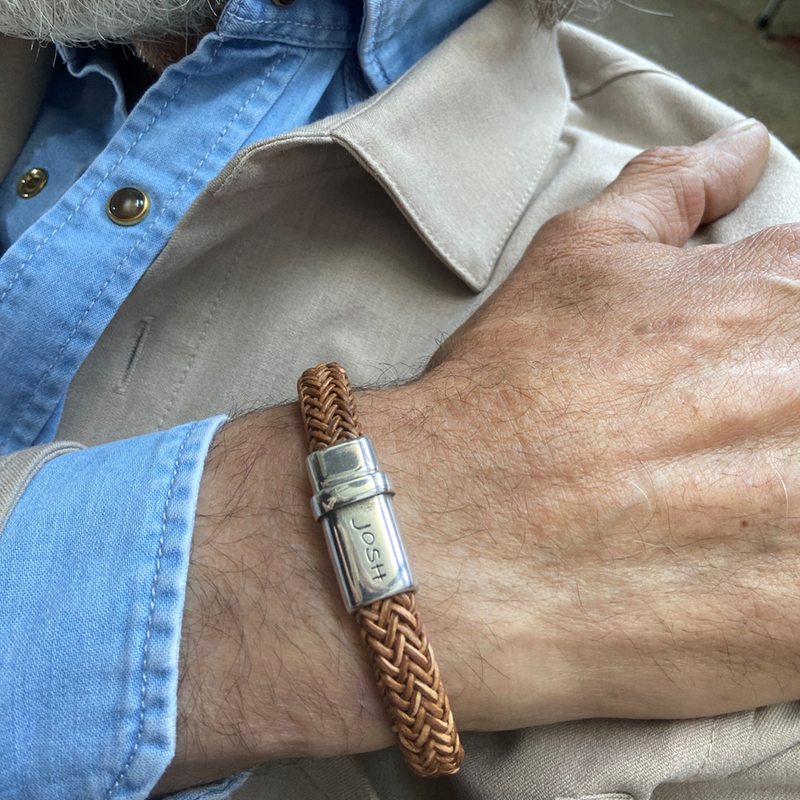 Josh Cognac Natural Stone Bracelet 09332SL/CGNC/MED-zoom-