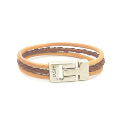 Josh Cognac Leather Bracelet 25045SL/CGNC/LRG