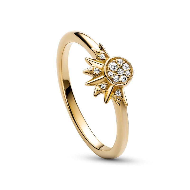 Pandora Moments Celestial Sun Ring 162674C01-58with14 Carat Gold Plating-zoom-