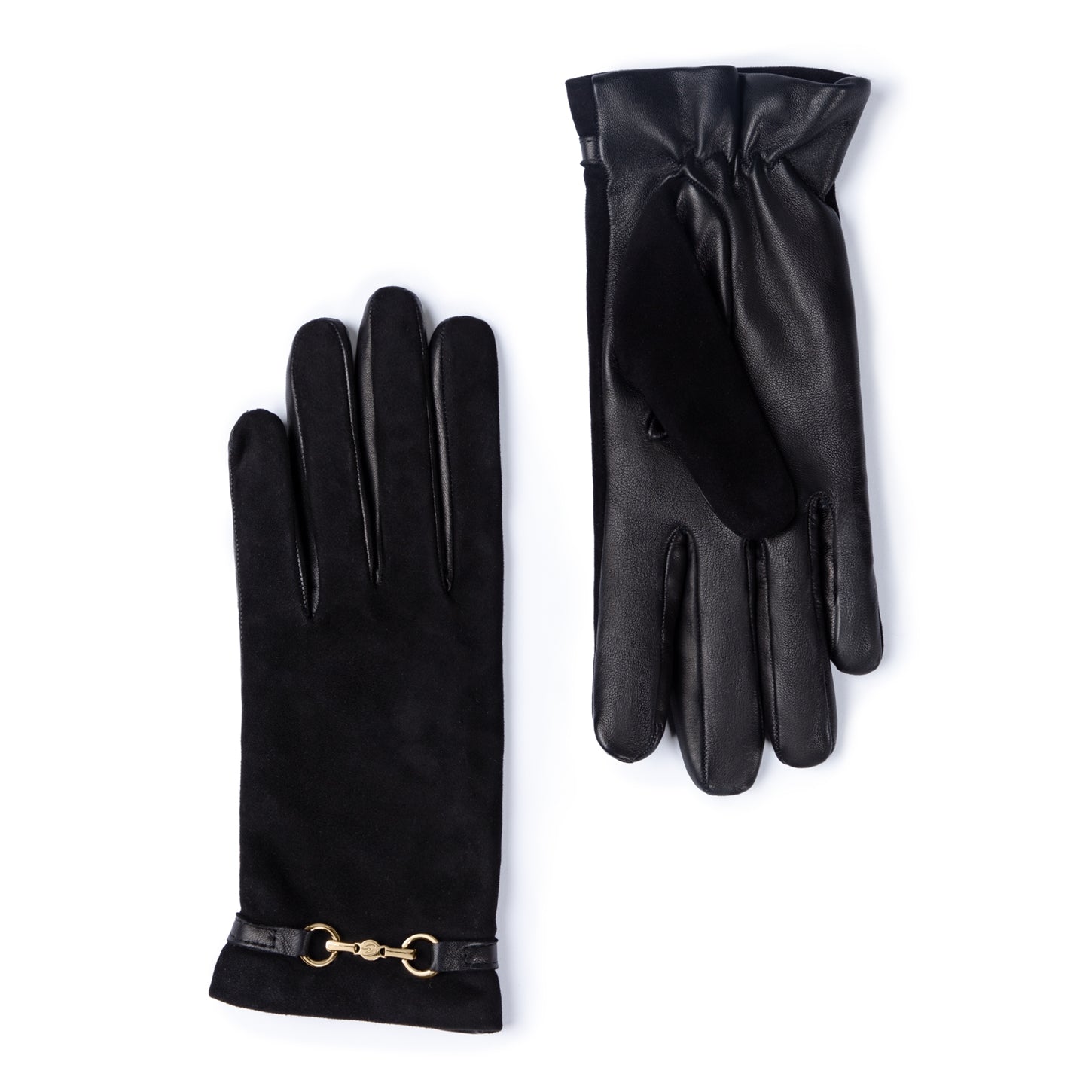 Isabel Bernard Honoré Marcelia black goatskin suéde leather gloves IB67001-101-7.5