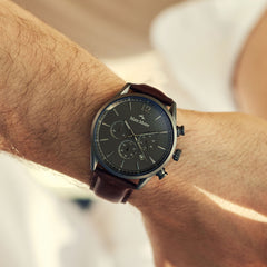Mats Meier Grand Cornier Chrono Gunmetal/DonkerBrown Watch MM00104