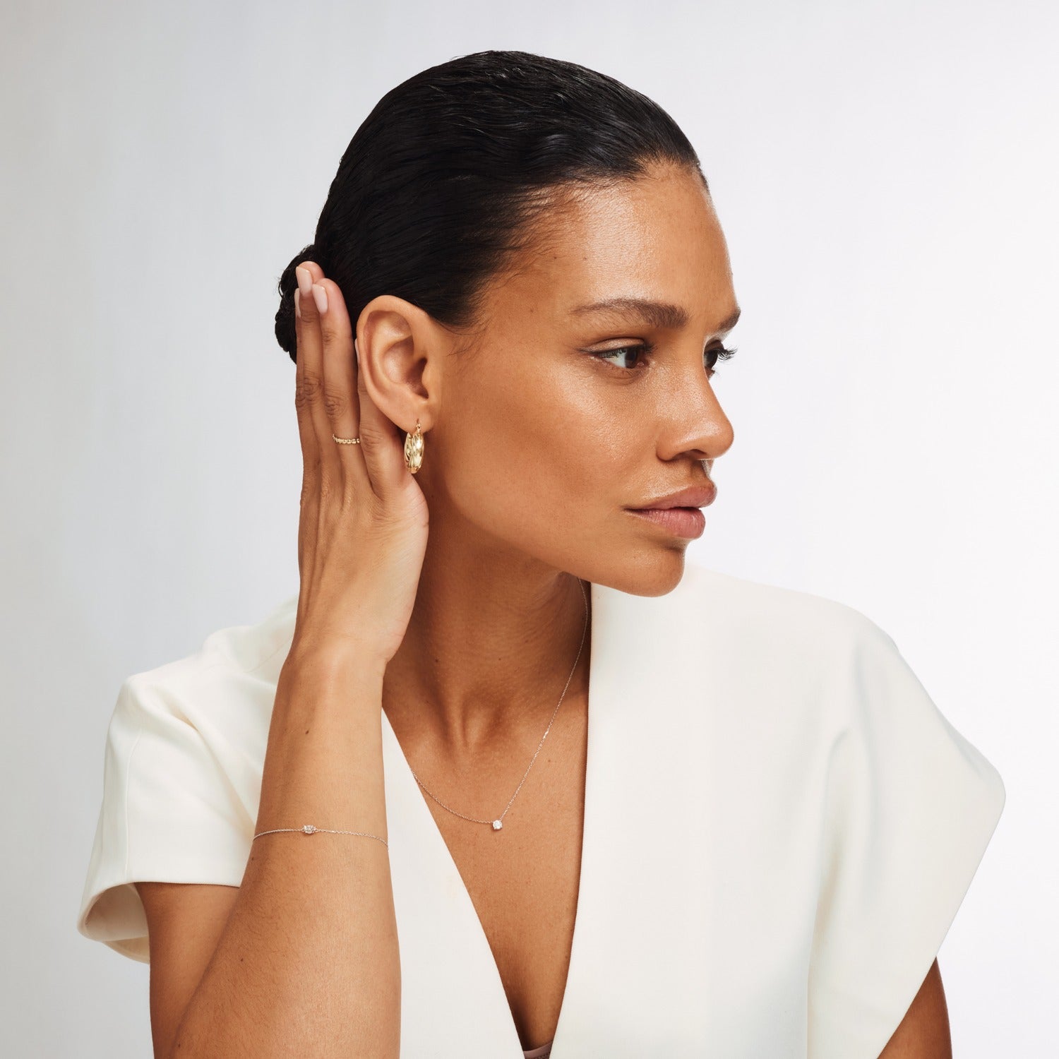 Isabel Bernard Saint Germain Faïs 14 Carat Whitegold Bracelet IB320105 (Length: 16.50-18.50 cm)