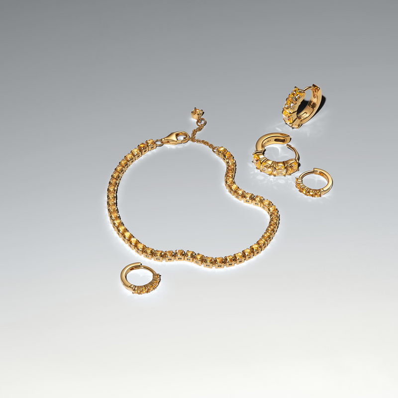 Pandora Timeless Gold Plated Yellow Huggie Earring 263849C01-zoom-