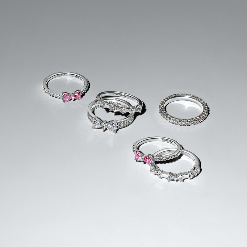 Pandora Timeless 925 Sterling Silver Bow Station Ring 194233C01-56-zoom-