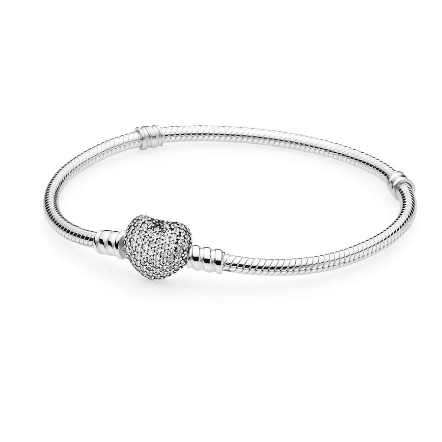 Pandora Silver Pave Heart Bracelet 590727CZ-16 (16.00 cm)