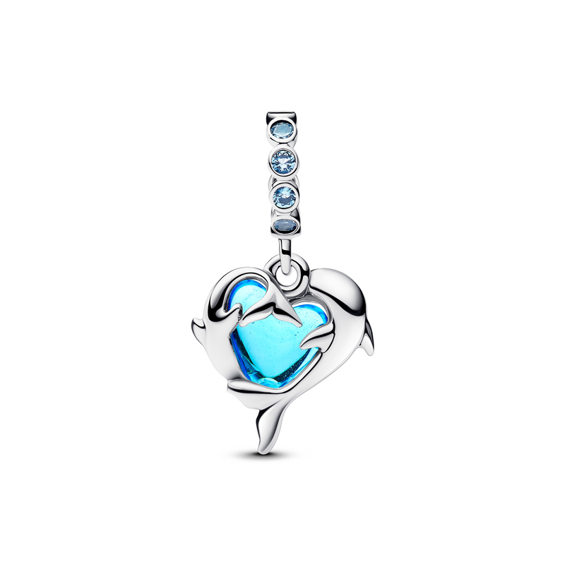 Pandora Moments 925 Sterling Zilveren Blauwe Murano Glas Dolfijnen Bedel 793924C01-zoom-