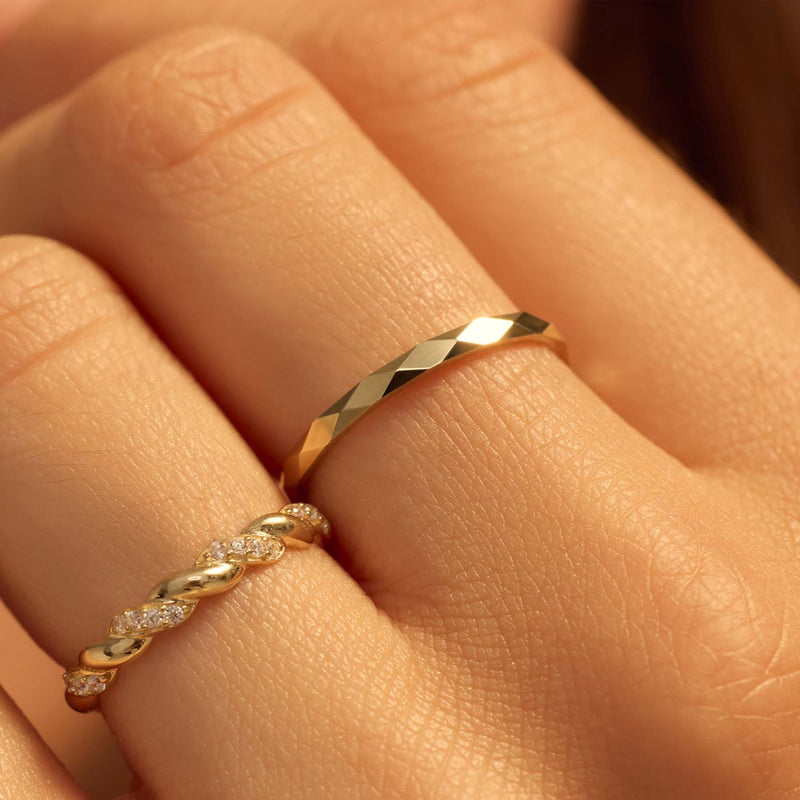 Beloro Jewels Quadrilatero d'Ora Marina 9 karat gold ring with diamond cut BO330039-48-zoom-