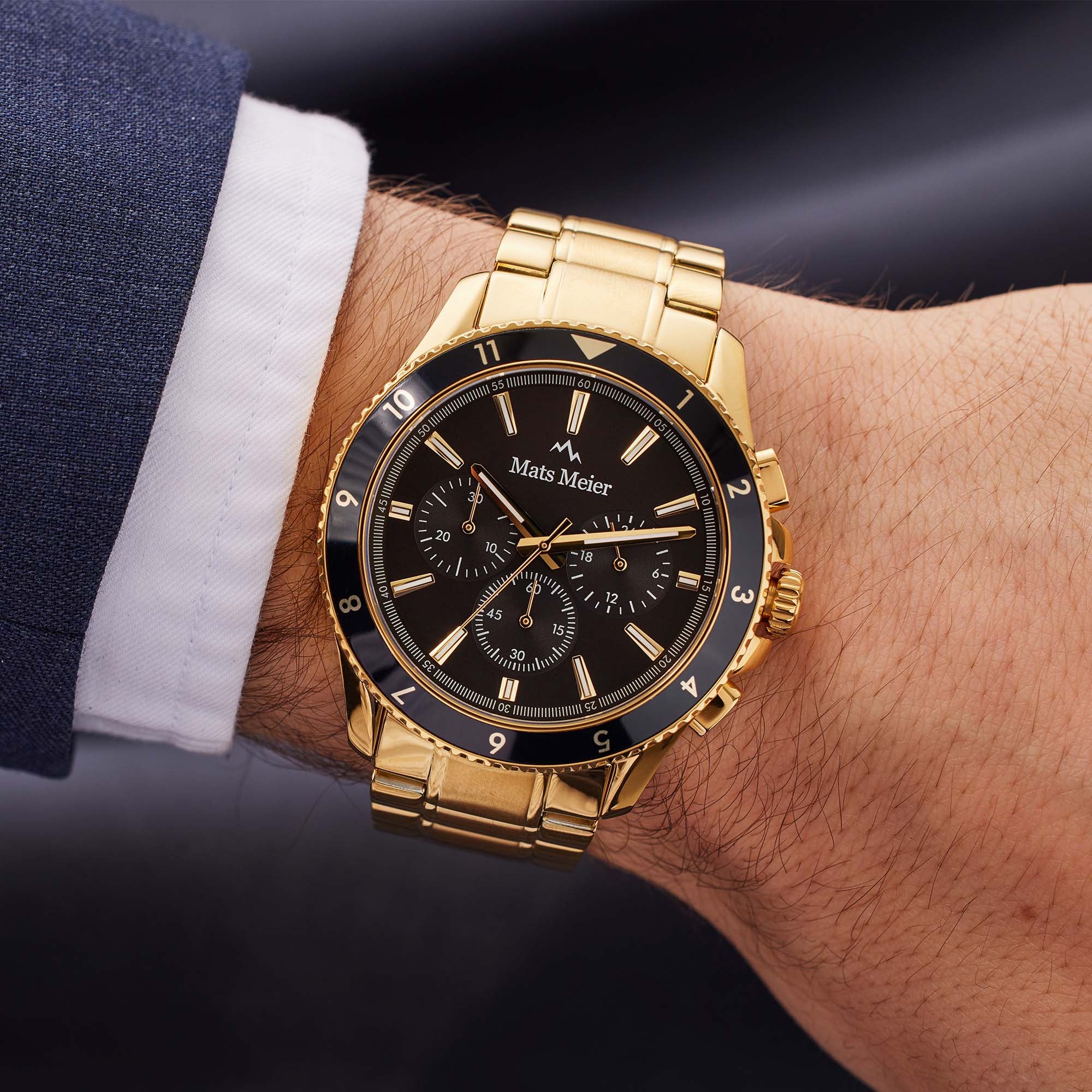 Mats Meier Ponte dei Salti Chronograph Men'sWatch Gold-coloured and Black MM00509