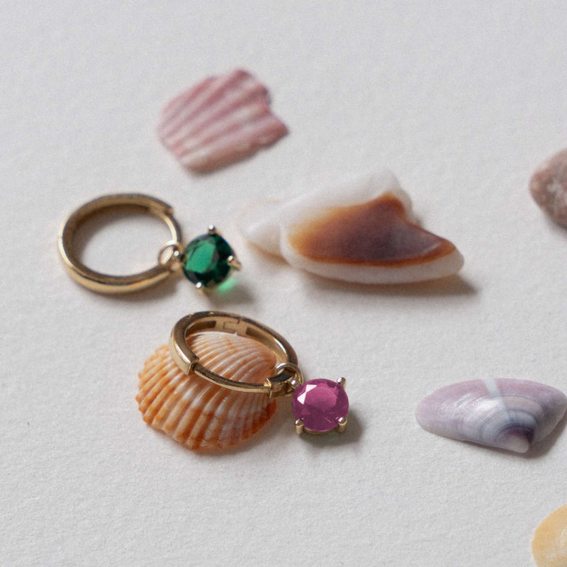 Violet Hamden Venus 925 Sterling Zilveren Goudkleurige Creolen Met Geboortesteen VH360017-MAR-zoom-