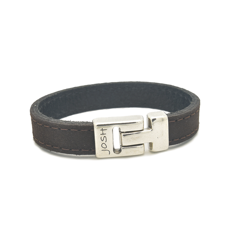 Josh Brown Leather Bracelet 25037SL/BRWN/MED-zoom-