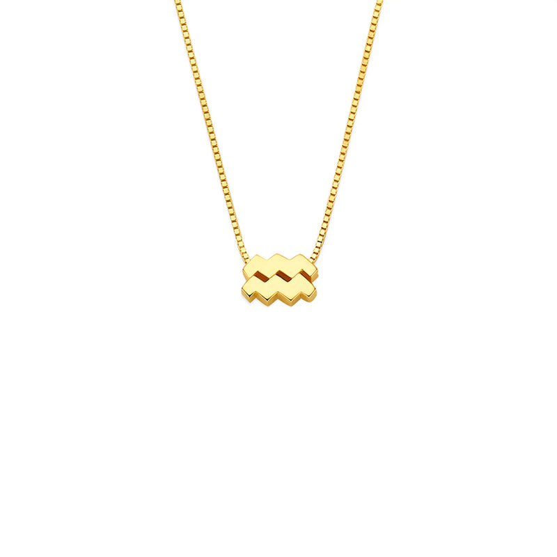 Isabel Bernard Étoiles d’Or Aquarius 14 Carat Gold Venetian Necklace With Horoscope IB340188-zoom-