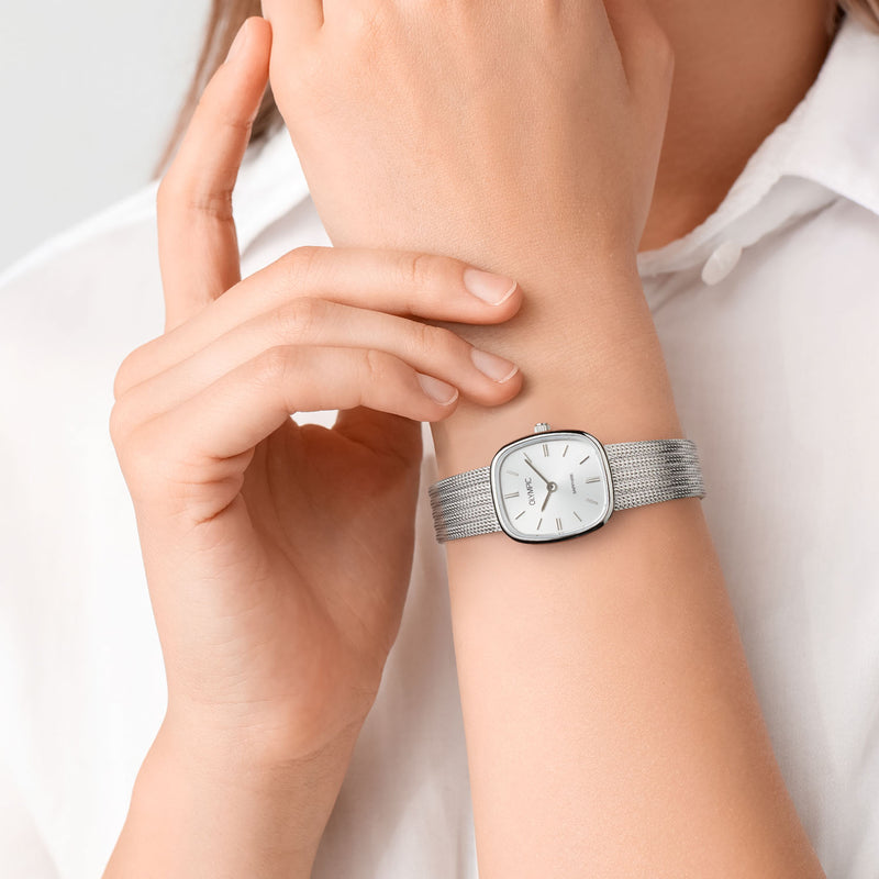 Olympic RetroChic Zilverkleurig Dameshorloge OL73DSS001-zoom-