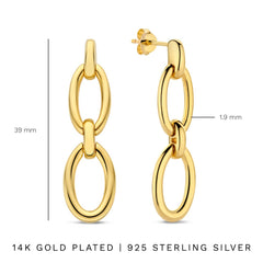 Parte Di Me Bibbiena Poppi Clara 925 Sterling Silver Gold Plated Drop Earrings PDM36188