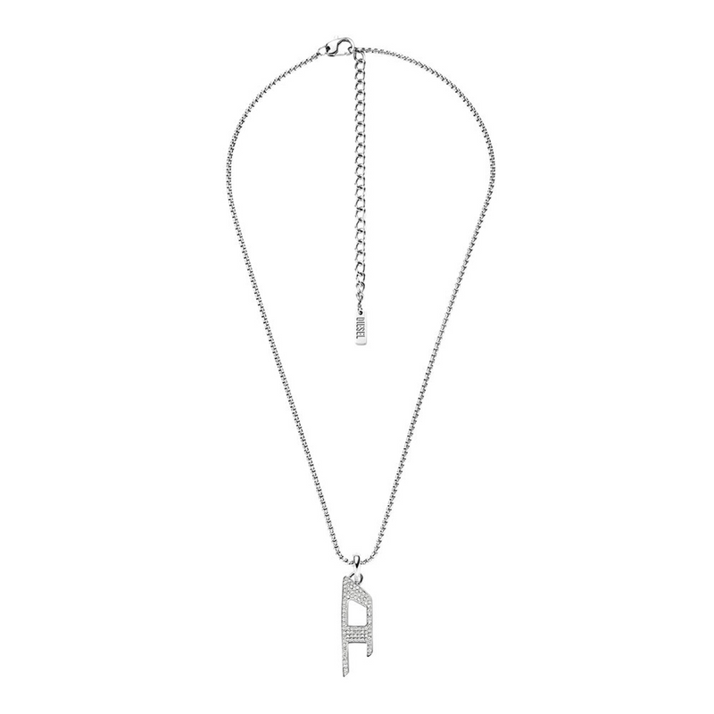 Diesel D Logo Silver Stainless Steel Necklace DX1624040-zoom-